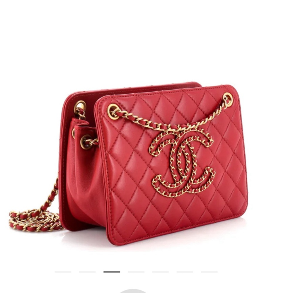 Chanel Once Upon a Time Chain CC Accordion Tote Quilted Calfskin Small Pink